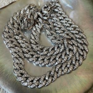 Sterling Silver Cuban Link CZ Chain 22”